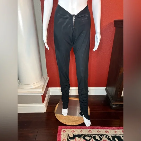 Sami Miro Vintage Shirred Zip Pants - Black Eco - Size L